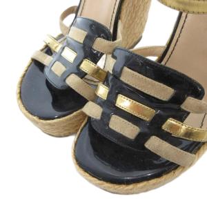 YVES SAINT LAURENT ウェッジソール サンダル エナメル 厚底 35 1/2 22.5cm ベージュ /FT GY37