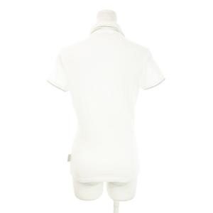 MONCLER ポロシャツ 半袖 スパンコール ロゴ ライン 鹿の子 S 白 ホワイト /AH12 GY37