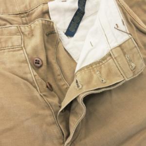 RUGBY RALPH LAUREN チノパン ストレート ボタンフライ 切替 刺繍 ロゴ 32 茶 ブラウン /MN22 GY37