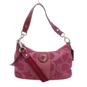 シグネチャー ハンドバッグ ショルダー 2WAY ジャガード ピンク F19435 /JS