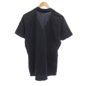 DIESEL ポロシャツ 半袖 キーネック ロゴ プリント XL 黒 ブラック /JS