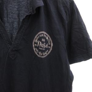 DIESEL ポロシャツ 半袖 キーネック ロゴ プリント XL 黒 ブラック /JS