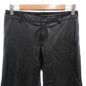 Theory サイドライン レザーパンツ 牛革 0 黒 ブラック 314970L /GV