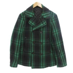 ピーコート Pコート シンサレート 中綿 S グリーン ブラック チェック柄 /UO