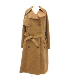 トレンチコート ロング丈 ダブル フェイクスエード ラグランスリーブ L ベージュ /NU