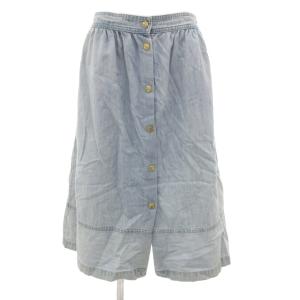 フレアスカート デニム ひざ丈 フロントボタン 36 ライトブルー /NU