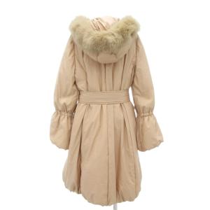 TO BE CHIC ダウンコート ひざ丈 リボン フリル フォックスファー バルーンスリーブ 40 ピンク /NU