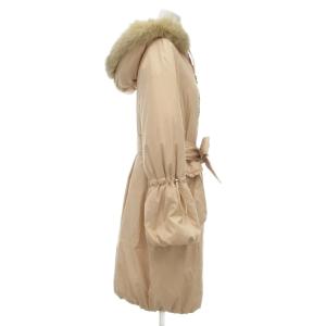 TO BE CHIC ダウンコート ひざ丈 リボン フリル フォックスファー バルーンスリーブ 40 ピンク /NU