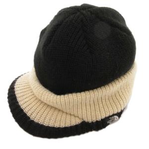 ニット帽 ビーニー つば付き バイカラー 黒 ブラック ベージュ /NU