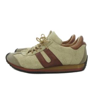 ローカット スニーカー シューズ クラックレザー 39 ベージュ /UO