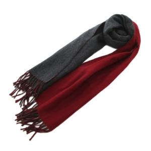 マフラー カシミヤ グレー レッド リバーシブル フリンジ /UO