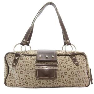 ハンドバッグ ベージュ Gロゴ モノグラム柄 フラップ /AE