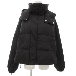 美品 中綿ジャケット フード 襟付き F 黒 ブラック /KR