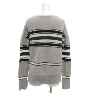 MACPHEE ニット セーター プルオーバー 長袖 モヘア混 カシミア混 ボーダー S グレー 12-02-84-02624
