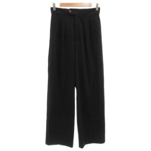 ドライ2WAYストレッチ ワイドパンツ スラックス ツータック 38 黒 ブラック PRWOCA0214