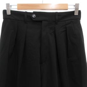 23区 ドライ2WAYストレッチ ワイドパンツ スラックス ツータック 38 黒 ブラック PRWOCA0214