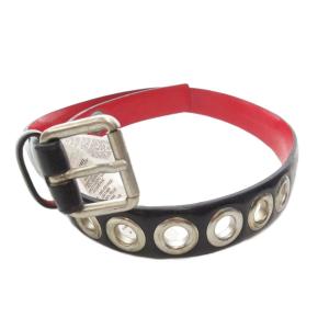 ベルト ロゴ レザー 黒 ブラック 赤 レッド /AE