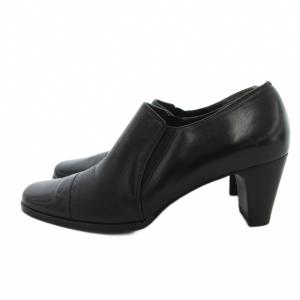 GINZA Kanematsu ブーティ 23cm 黒 ブラック スクエアトゥ サイドゴア ヒール /UO