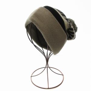 TENDERLOIN CAPAMERICA USA製 ニット帽 帽子 ワッチキャップ ロゴ 編み込み ポンポン ベージュ /AE