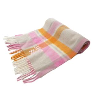 ANNA SUI マフラー ストール チェック柄 ロゴ 刺繍 フリンジ ウール マルチカラー /AE