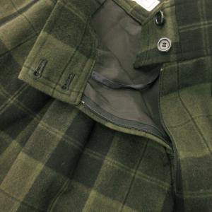 YVES SAINT LAURENT フレアスカート ロング タック ハイウエスト ウール チェック S 緑 グリーン /MN23 GY44