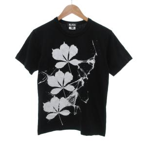 Tシャツ 半袖 プリント 花がら M 黒 ブラック /JS GY44
