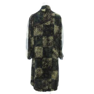 SPORT MAX ワンピース ひざ丈 長袖 総柄 絹 シルク M 黒 ブラック 緑 グリーン /GV GY44