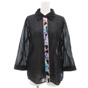 シアーシャツ ブラウス 七分袖 花柄 44 黒 ブラック /GV GY44