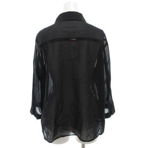 LEONARD SPORT シアーシャツ ブラウス 七分袖 花柄 44 黒 ブラック /GV GY44