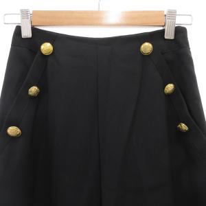 LANVIN ワイドパンツ スラックス 金ボタン ウール 34 黒 ブラック /GV GY44