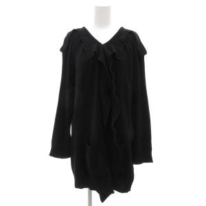 カーディガン ニット 長袖 フリル カシミア混 38 黒 ブラック /GV GY44