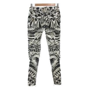 BALMAIN スキニーパンツ 総柄 XS 白 ホワイト 黒 ブラック /AE GY44