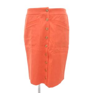 タイトスカート ロゴ ボタン ひざ丈 42 オレンジ /JS GY44