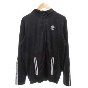 タグ付き ジップパーカー フーディー ジャケット 総柄 スカル柄 XL 黒 ブラック /GV GY44