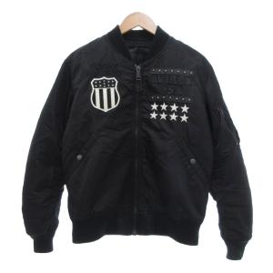 MA-1 フライトジャケット リバーシブル ミリタリー ナイロン ワッペン スタッズ 黒 /UO GY44