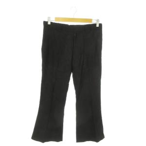 リネンパンツ フレア 七分丈 麻 M 黒 ブラック /AO23 GY03