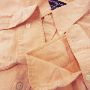RALPH LAUREN BIG SHIRT ボタンダウンシャツ オックスフォードシャツ 長袖 ロゴ刺繍 オーバーサイズ L オレンジ