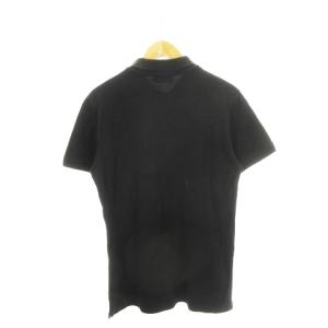 Maison Kitsuné ポロシャツ 半袖 ロゴワッペン トリコロール 鹿の子 コットン S 黒 ブラック /AH21 GY03