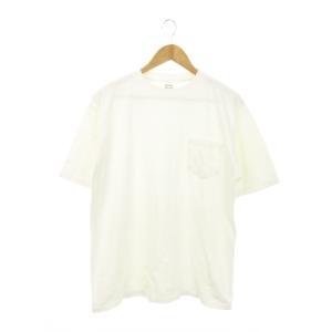 Tシャツ カットソー ラウンドネック 丸首 半袖 胸ポケット コットン L 白 ホワイト /MN19 GY03