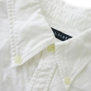 RALPH LAUREN ボタンダウンシャツ 長袖 コットン ワンポイント ロゴ刺繍 11 白 ホワイト /AO13