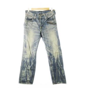 502 デニムパンツ ウォッシュ加工 ヒゲ 34 ブルー