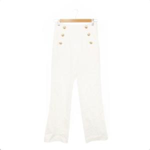 マリンパンツ ワイド ストレート ハイウエスト 金ボタン ストレッチ 1 S 白 ホワイト 21178630