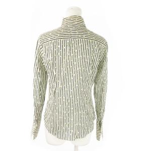 Paul Smith BLACK シャツ レギュラー 長袖 コットン ストライプ 花柄 総柄 リボン 42 M 白 ホワイト /AO10