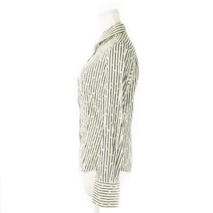 Paul Smith BLACK シャツ レギュラー 長袖 コットン ストライプ 花柄 総柄 リボン 42 M 白 ホワイト /AO10