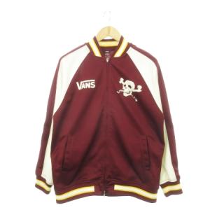 トラックジャケット ジャージ ダブルジップ 配色 ライン プリント スカル ロゴ M 赤 ボルドー /AH22