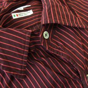 PAUL SMITH シャツ レギュラー 長袖 シャリ感 ストライプ M 茶 ブラウン ワイン /CK2