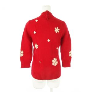 PS Paul Smith Woman ニット セーター ハイネック 七分袖 刺繍 ノルディック 雪の結晶 M 赤 レッド /CK12