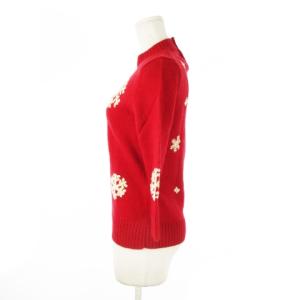PS Paul Smith Woman ニット セーター ハイネック 七分袖 刺繍 ノルディック 雪の結晶 M 赤 レッド /CK12
