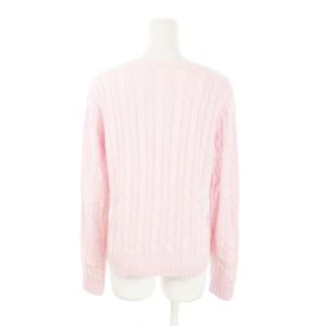 RALPH LAUREN ニット セーター ラウンドネック 長袖 コットン ロゴ刺繍 ワンポイント M ピンク /AH10