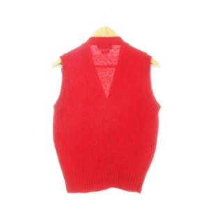 Polo by Ralph Lauren ベスト ジレ ニット 前開き Vネック ウール アラン柄 M 赤 レッド /AH14